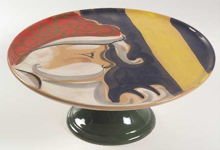 Jolly St. Nick 10" Diameter Pedestal Cake Stand