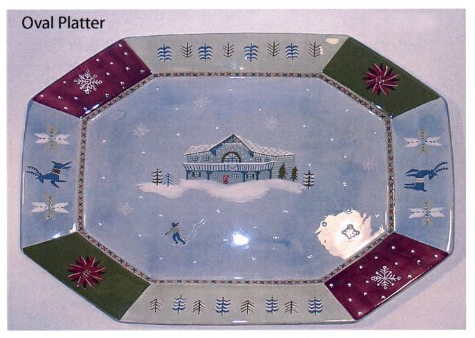 Ski Lodge 18" Oval Serving Platter