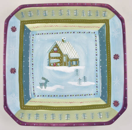 Ski Lodge 16" Square Serving Platter