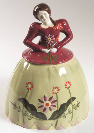 Brocade Figural Cookie Jar & Lid