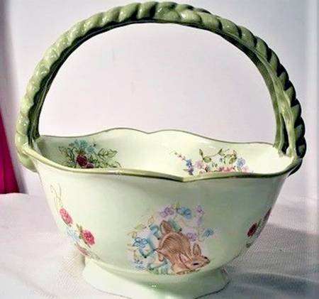 Rabbits and Raspberries Medium Basket with Handle