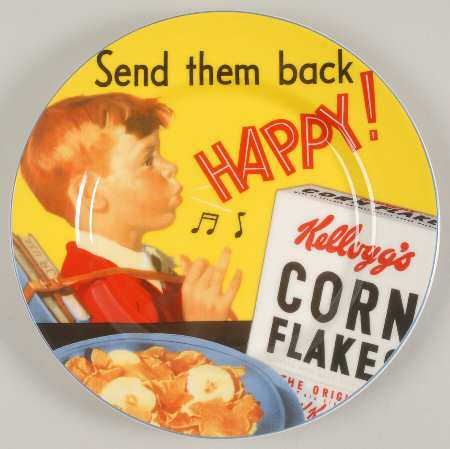 Vintage Kids Boy on Yellow Toast Plate