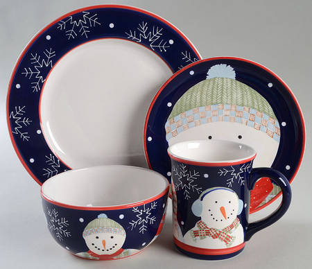 Snowman Portraits 4 Piece Place Setting
