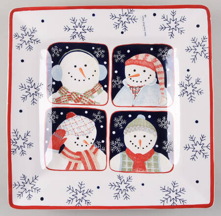 Snowman Portraits Square Tray