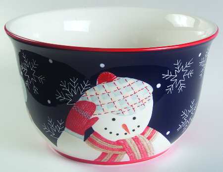 Snowman Portraits 9" Salad Serving Bowl