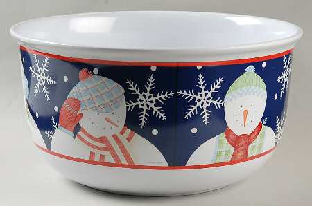 Snowman Portraits Melamine Popcorn Bowl