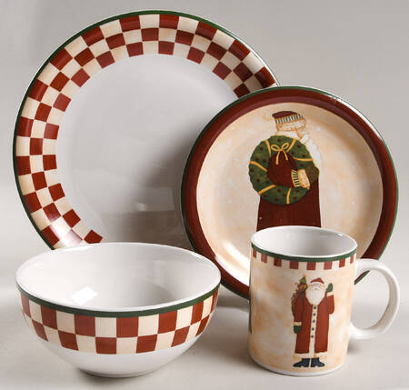 Folk Art Santas 4 Piece Place Setting