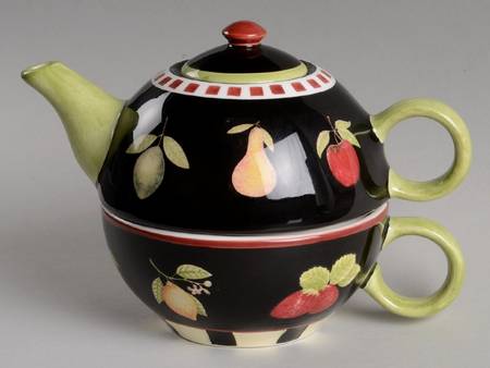 Classic Fruit Bowls Tea for 1 (Stacking Individual Teapot & Mug/Cup)
