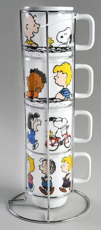 Peanuts Stackable Mug - Set of 4 & Metal Holder