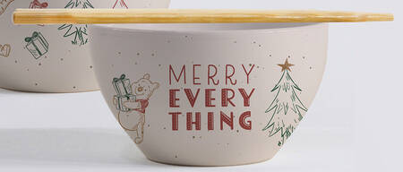 Pooh Christmas Noodle Bowl & Chopsticks Set