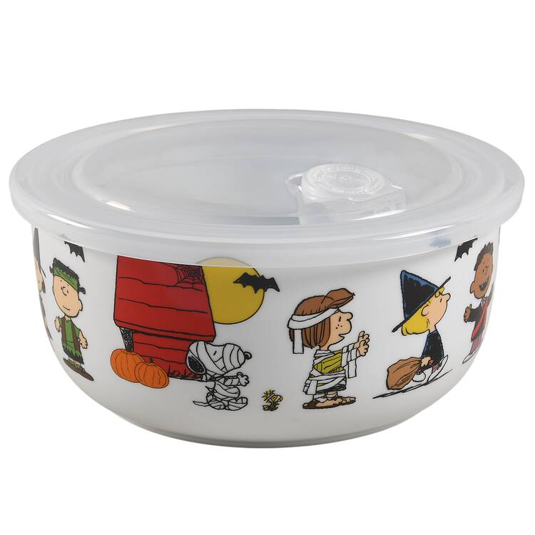 Peanuts Halloween 32 Oz Round Plastic Microwave Bowl w/Vent Lid