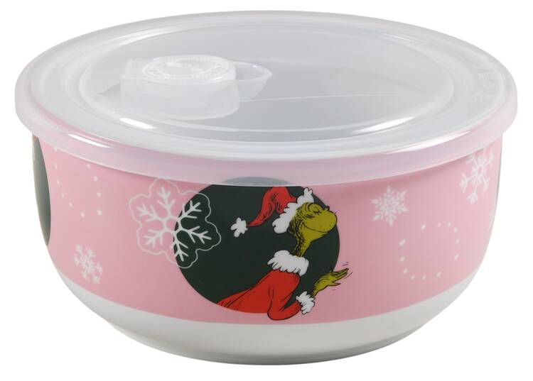 The Grinch (Miscellaneous) 26 Oz Round Plastic Microwave Bowl & Vented Lid