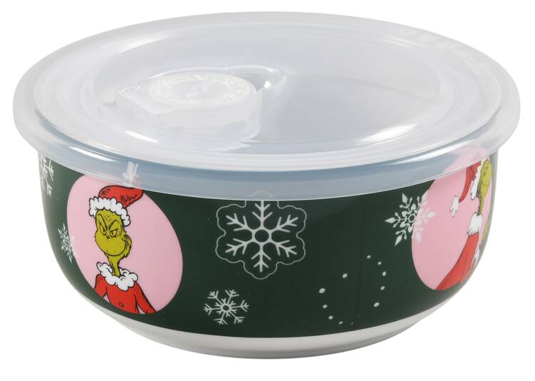 The Grinch (Miscellaneous) 16 Oz Round Plastic Microwave Bowl & Vented Lid