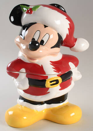 Mickey and Minnie Christmas Fun Figural Cookie Jar & Lid