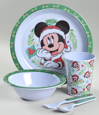 Mickey and Minnie Christmas Fun (5 Piece) Melamine Child's Set