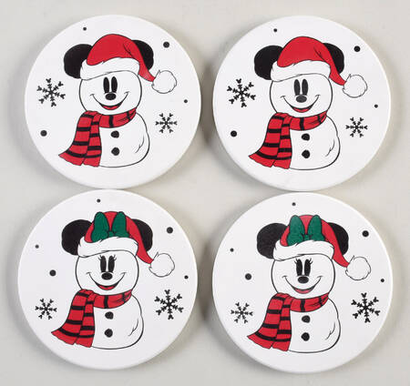 Mickey and Minnie Christmas Fun Coaster - Set of 4 (2 Each COAM5 & COAM6)