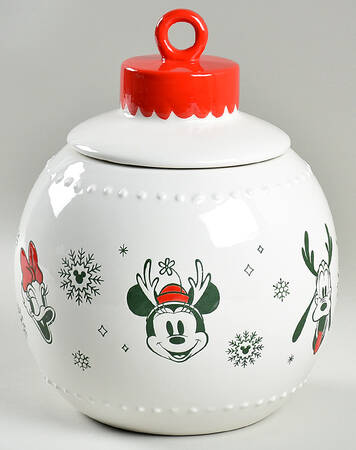 Mickey and Minnie Christmas Fun Figural Cookie Jar & Lid
