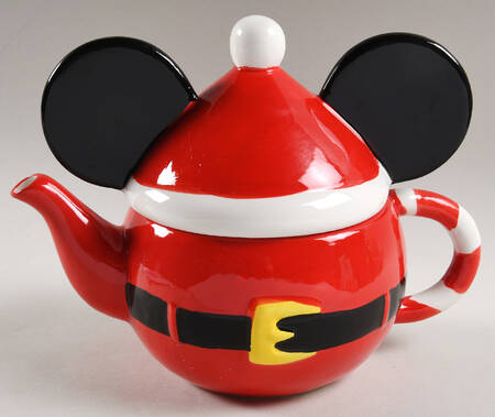 Mickey and Minnie Christmas Fun Figural Teapot & Lid