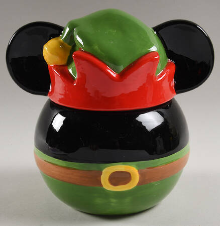 Mickey and Minnie Christmas Fun Figural Cookie Jar & Lid