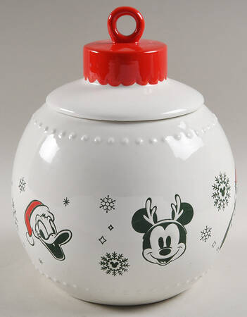 Mickey and Minnie Christmas Fun Figural Cookie Jar & Lid