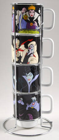 Disney Villians Stackable Mug - Set of 4 & Metal Holder