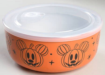 Mickey Pumpkin 32 Oz Round Plastic Microwave Bowl w/Vent Lid by Zrike