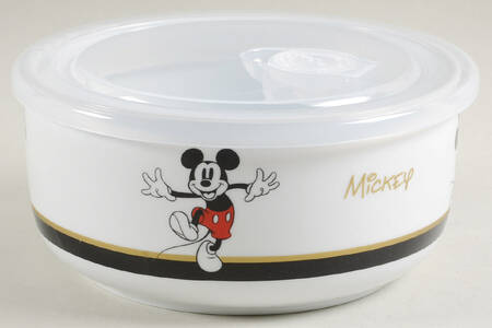 Mickey Gold Signature 26 Oz Round Plastic Microwave Bowl & Vented Lid