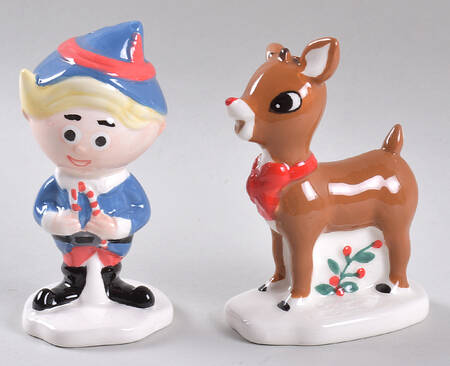 Rudolph Christmas Figural Salt and Pepper