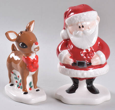 Rudolph Christmas Figural Salt and Pepper