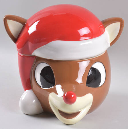 Rudolph Christmas Figural Cookie Jar & Lid
