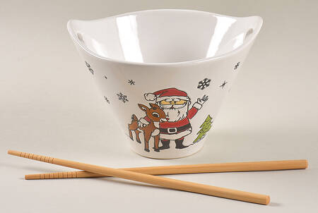 Rudolph Christmas Noodle Bowl & Chopsticks Set