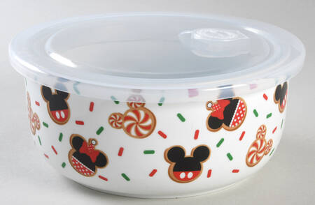 Mickey Christmas Treats 32 Oz Round Plastic Microwave Bowl w/Vent Lid by Zrike