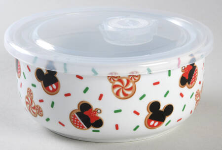 Mickey Christmas Treats 16 Oz Round Plastic Microwave Bowl w/Vent Lid by Zrike