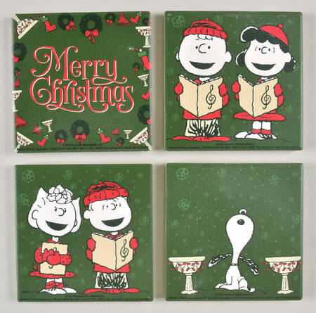 Peanuts Christmas Square Corkback Coaster - Set of 4 Motifs