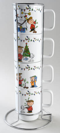 Peanuts Christmas Stacking Mug - Set of 4 & Metal Stand