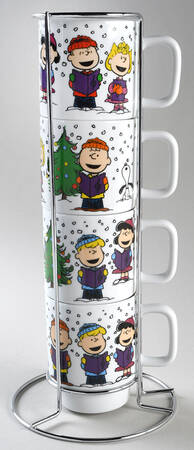 Peanuts Christmas Stacking Mug - Set of 4 & Metal Stand