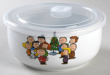 Peanuts Christmas 26 Oz Round Plastic Microwave Bowl & Vented Lid