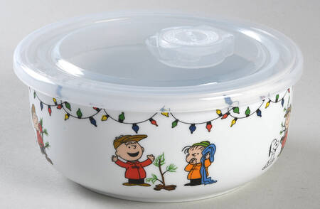 Peanuts Christmas 16 Oz Round Plastic Microwave Bowl w/Vent Lid