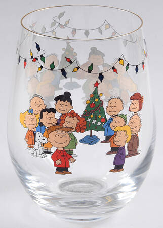 Peanuts Christmas Glassware Stemless Wine
