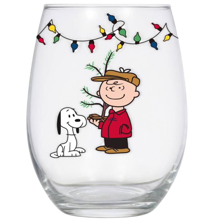 Peanuts Christmas Glassware Stemless Wine