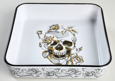 Skull and Butterfly 8" Square Baker