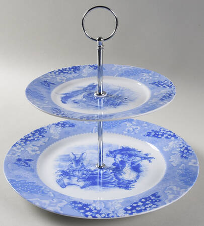 Peter Rabbit Blue Toile 2 Tiered Serving Tray (Dinner & Salad Plate)