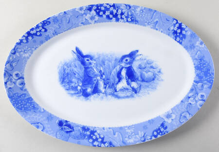 Peter Rabbit Blue Toile 13" Oval Serving Platter