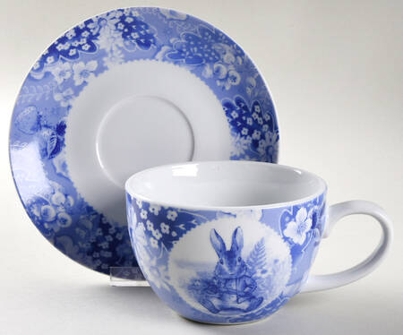 Peter Rabbit Blue Toile Flat Cup & Saucer Set
