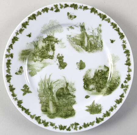 Peter Rabbit Green Toile Salad Plate