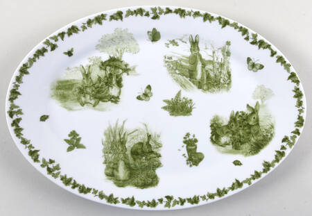 Peter Rabbit Green Toile 13" Oval Serving Platter