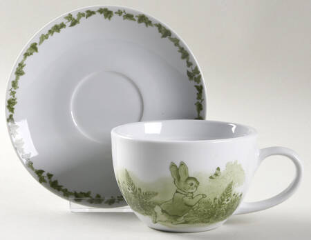 Peter Rabbit Green Toile Flat Cup & Saucer Set