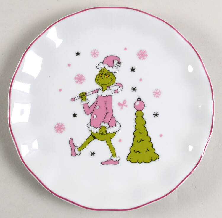 Grinch Pink Christmas Salad Plate