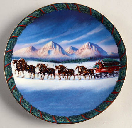 Annual Budweiser Holiday Plate Holiday In The Mountains - Boxed