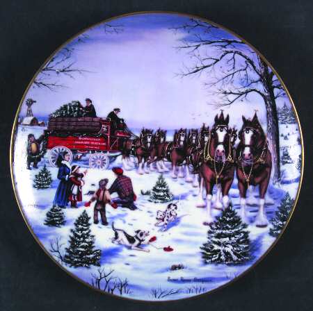 Annual Budweiser Holiday Plate Seasons Best - Boxed